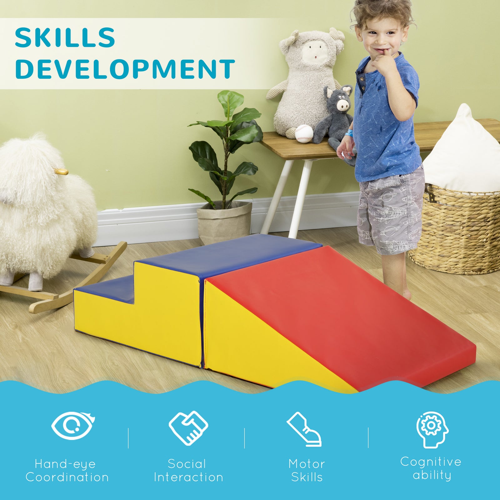 2 Piece Soft Play Set For Toddler Climb And Crawl | Red