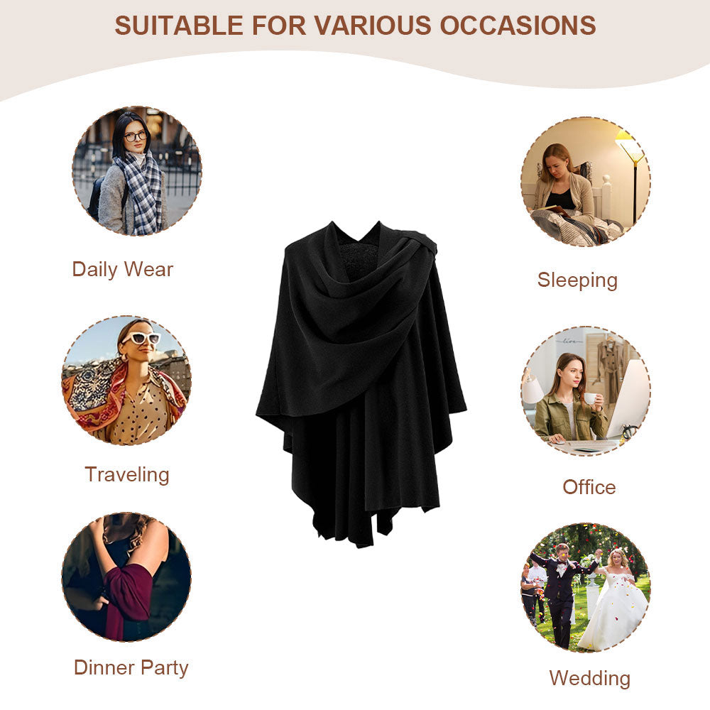 Elegant Cross Front Shawl Wrap | Black