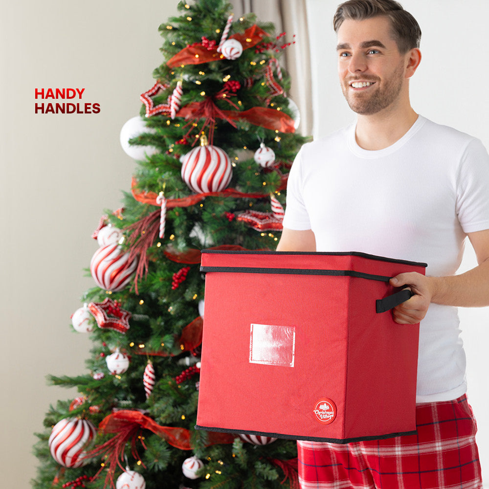 Collapsible 64 Christmas Bauble Storage Bag | One Size | Red