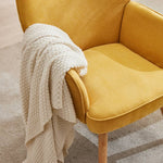 Upholstered Armchair With Solid Wood Legs, Soft Cushioned Seat | Mustard Yellow