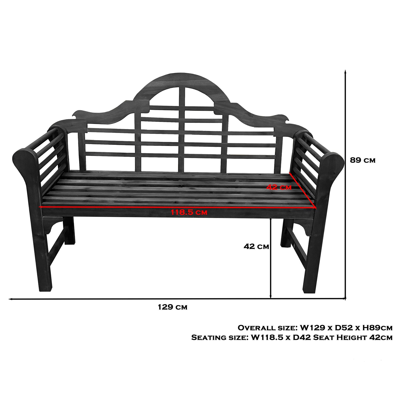 Lutyens Style Acacia Garden Bench | Chestnut