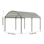 10x13ft Outdoor Gazebo With Arched Roof Black Steel Frame & Beige Canopy, Sun Shelter For Garden, Patio Or Backyard