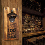 Wicked Gizmos Wall Mounted Wooden Bottle Opener With Metal Opener