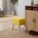 Linen Upholstered Footstool | Yellow
