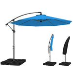 3(m) Banana Parasol Cantilever Umbrella Garden W/ Base Weights | Blue