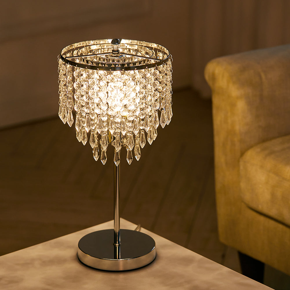 Small Crystal Table Lamp With Round Base