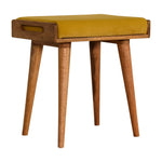 Solid Mango Wood Mustard Velvet Tray Style Footstool