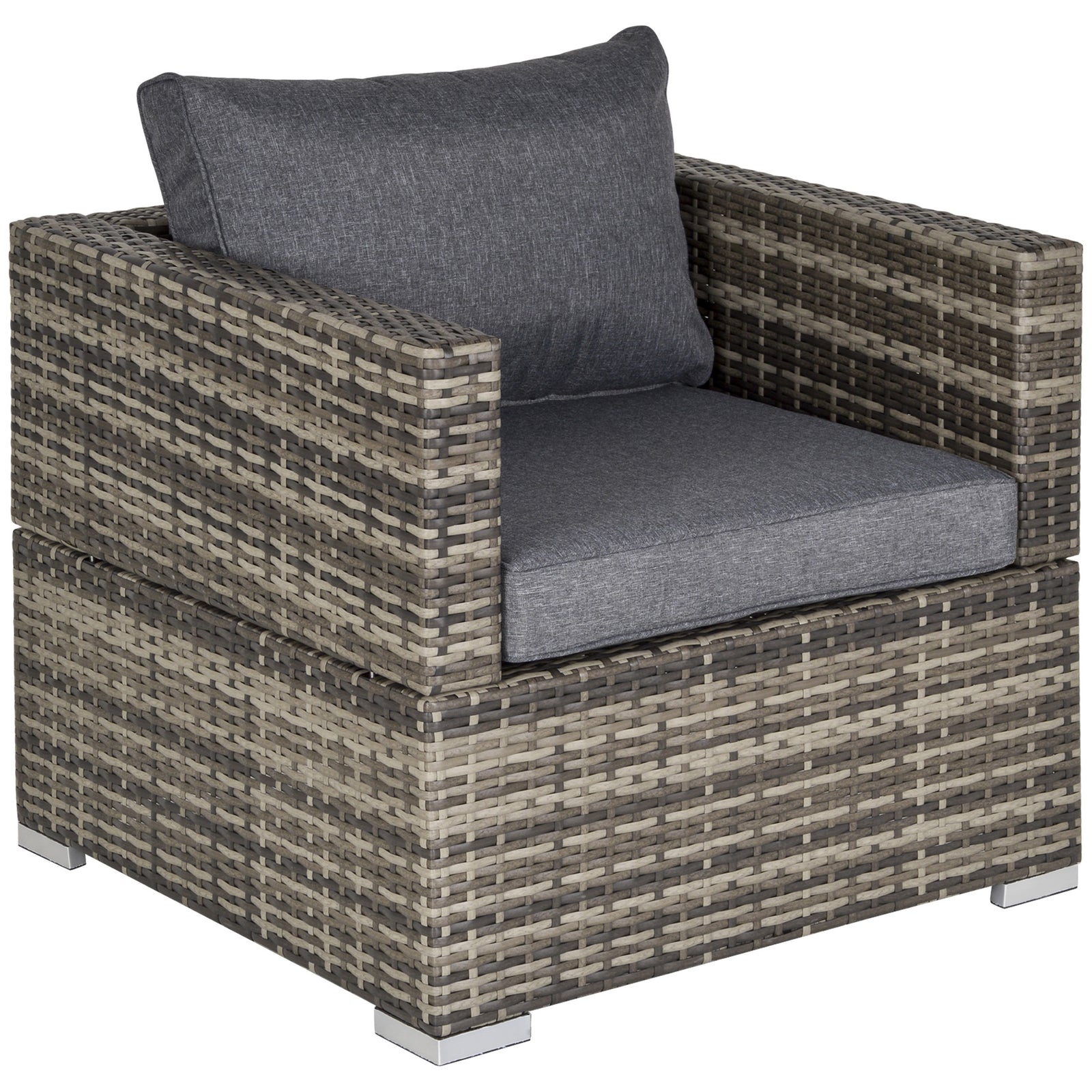 Outdoor Single Wicker Furniture Sofa W/padded Cushion Garden | Dark Gray