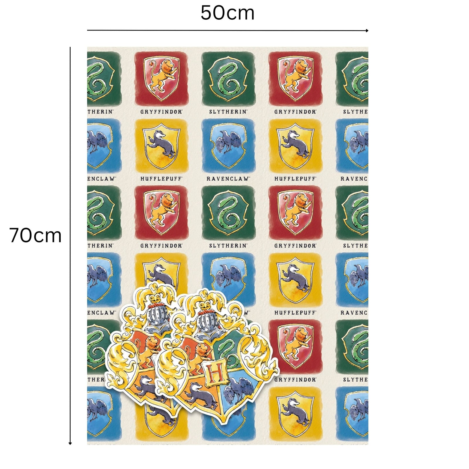 Hogwarts Houses 2 Sheets & 2 Tags Wrapping Paper