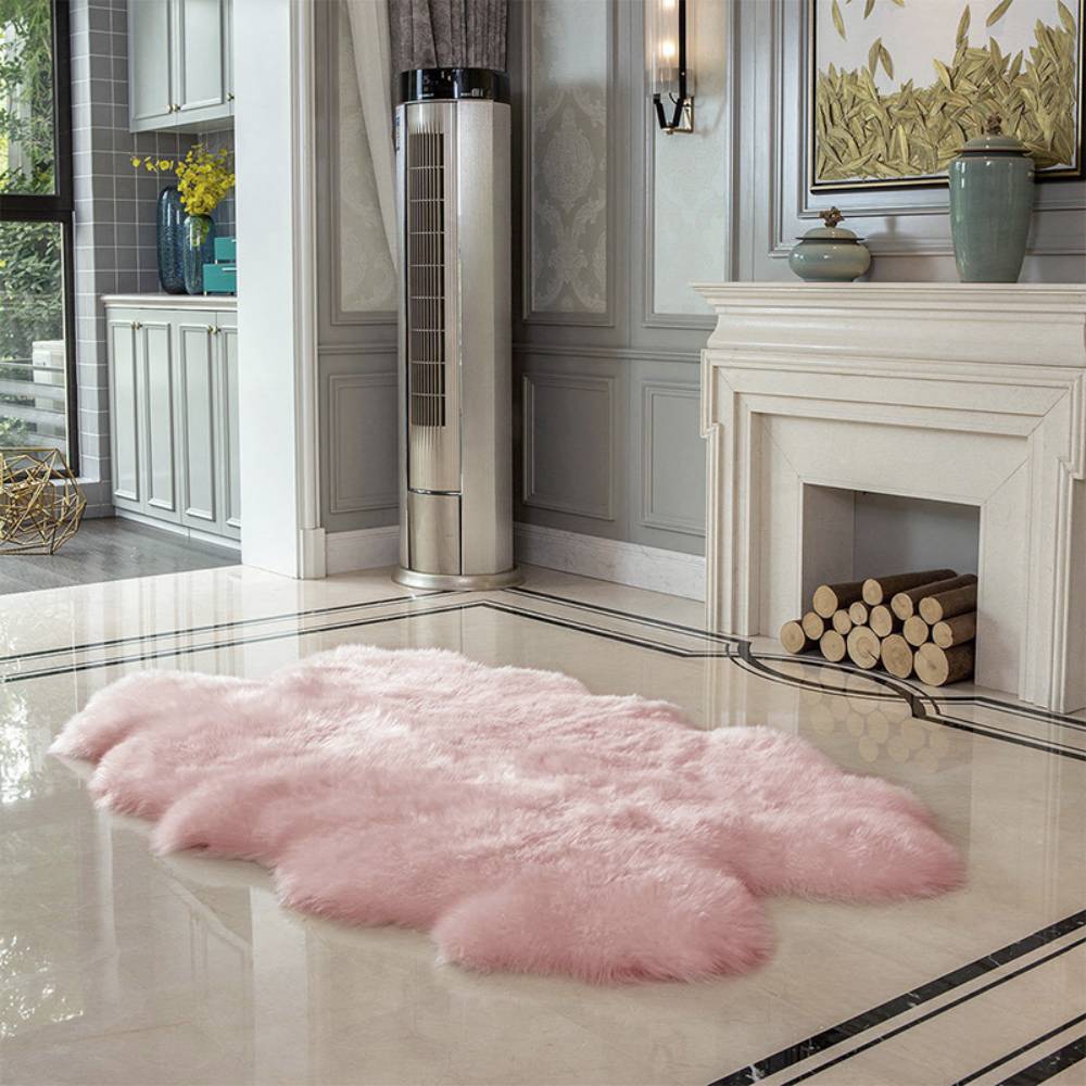 Irregular Shaped Super Soft Shaggy Area Rug | Pink