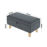 Linen Upholstered Storage Ottoman Footstool Compact Seat With Hidden Storage 71 X 37 X 34 Cm | Dark Grey