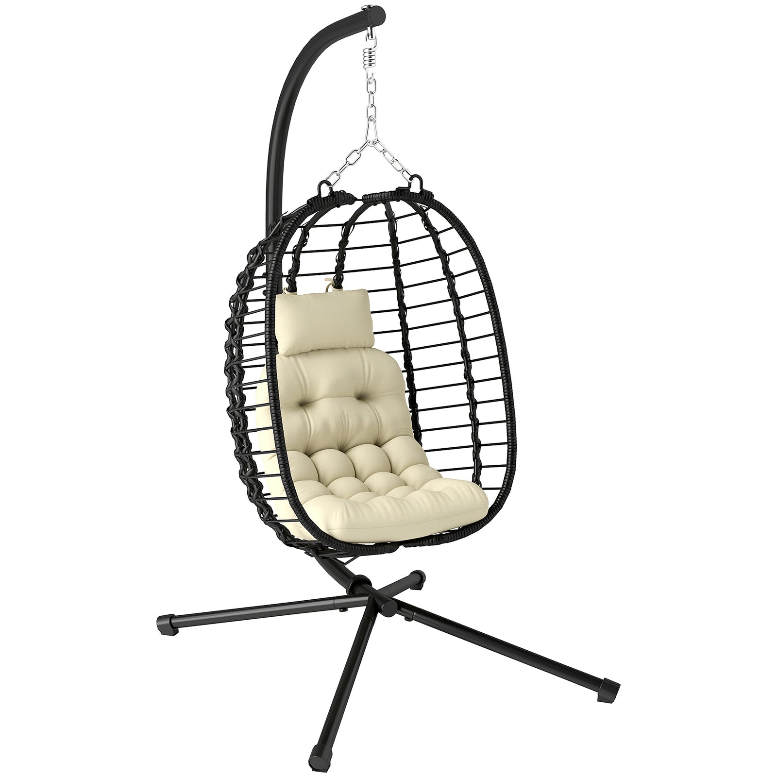 Rattan Egg Chair, Adjustable | Cream