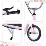 Teen Scooter Children Stunt Scooter W/ 16" Tyres Adjustable Height | Pink