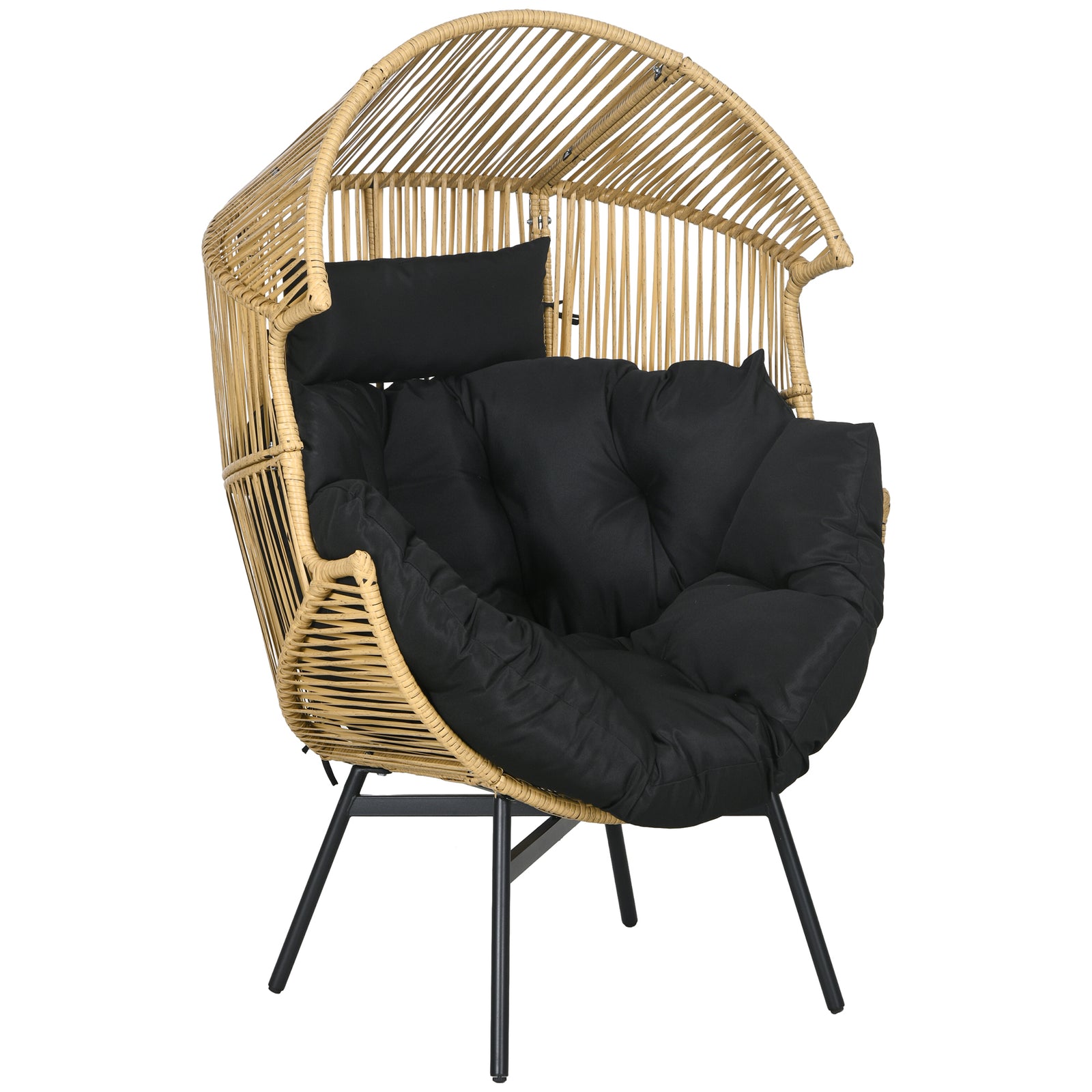 Rattan Leisure Chair W/ Cushion, Garden Egg Chair W/headrest | Brown