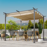 3x3m Outdoor Pergola Metal Gazebo Porch Awning Canopy | Beige
