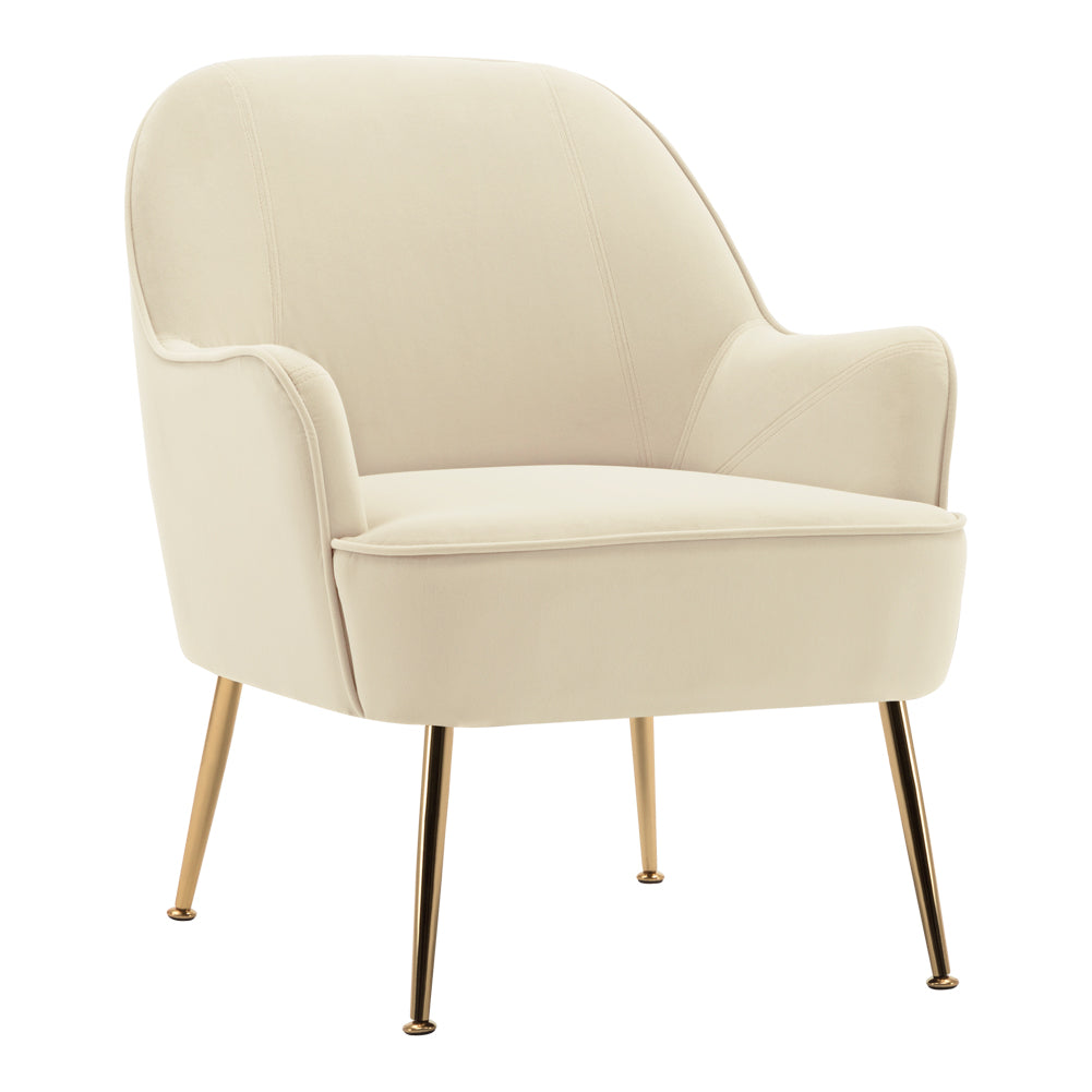 Contemporary Upholstered Comfy Armchair With Gold-plated Feet