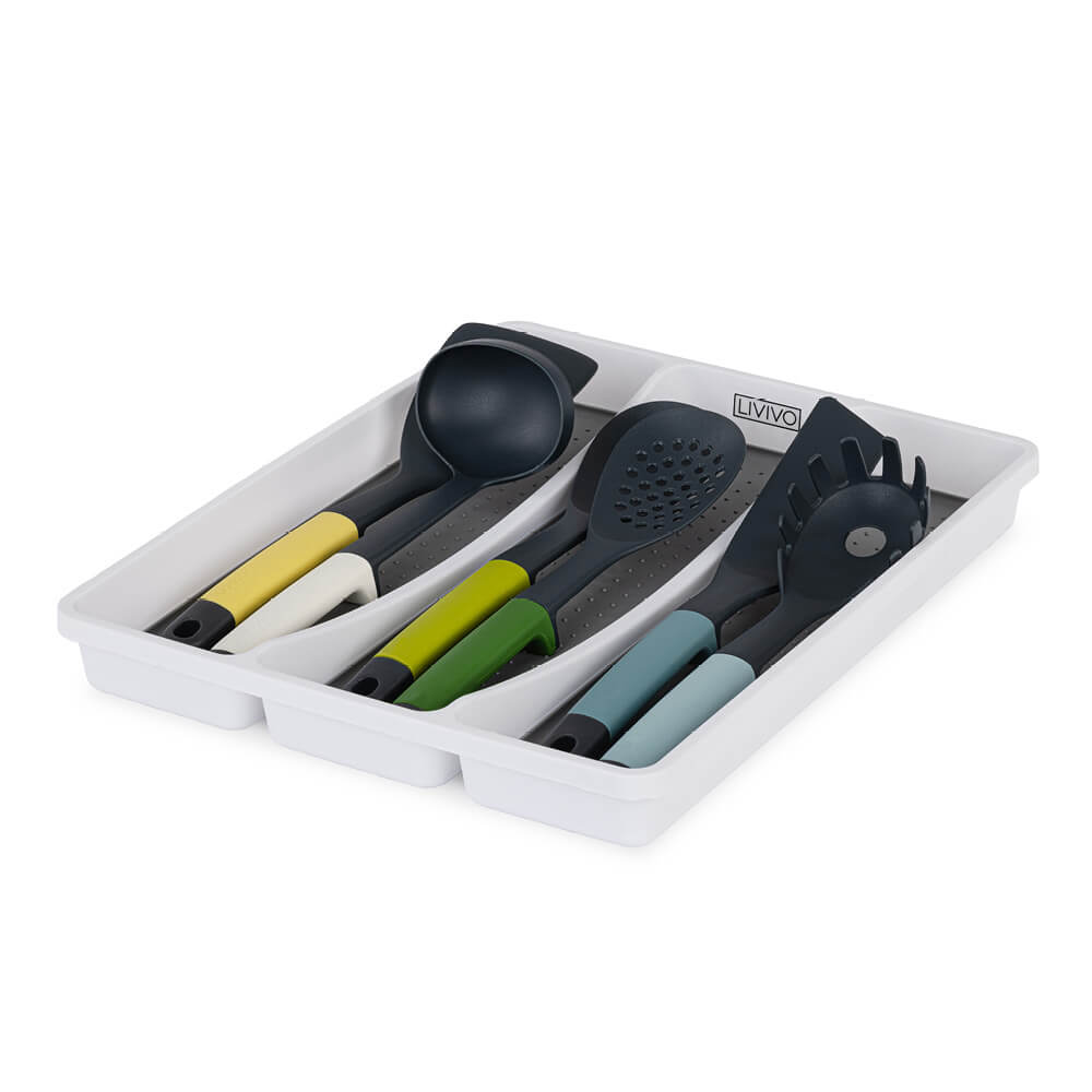 Non-slip White Utensil Tray