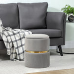 Round Pouffe Storage Footstool With Hidden Space | Light Grey