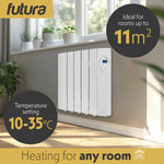 Electric Panel Heater Oil Filled Radiator Day Timer Wall Mounted Low Energy Retention Digital Thermostat Convector | 900w | White