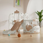 3-in-1 Toddler Slide, Swing, And Climber Playset With Toy Storage Indoor Playground Set For Kids Ages 1-4 | Beige