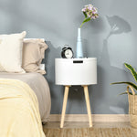 Side Table Wood Nightstand W/ Hidden Storage Space | White