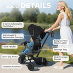 6 In 1 Kids Trike, Toddler Tricycle With Parent Handle | Black