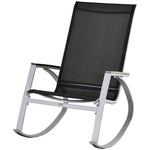 Metal Rocking Chair Lounger, High Back, Black