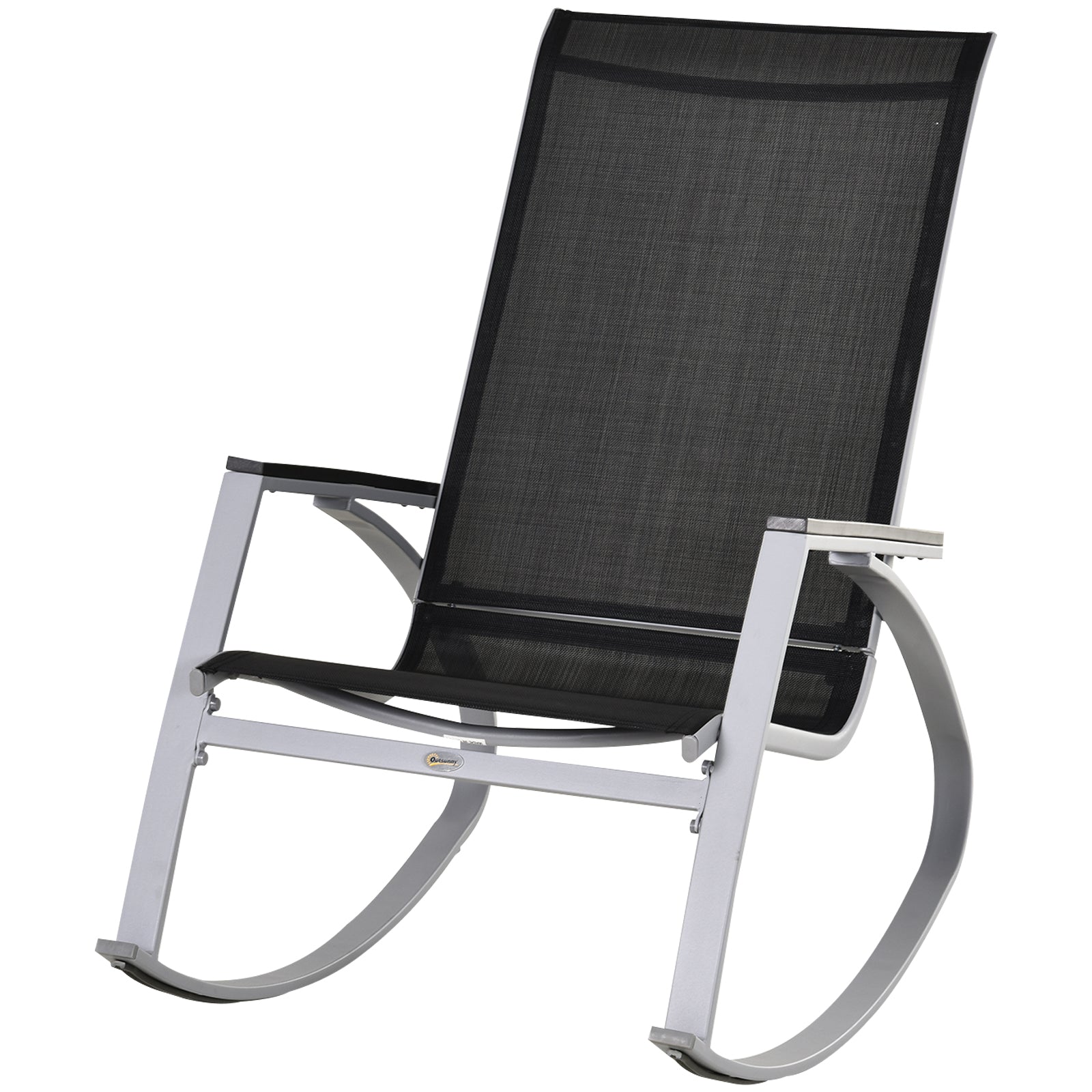 Metal Rocking Chair Lounger, High Back, Black