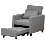 Convertible Single Chair Bed With Tufted Upholstered Fabric