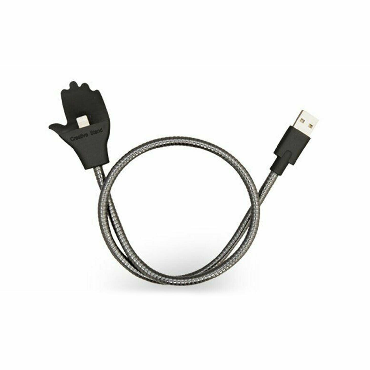 2in1 Lazy Microusb Charging Cable With Flexible Holder Dockstand | Silver