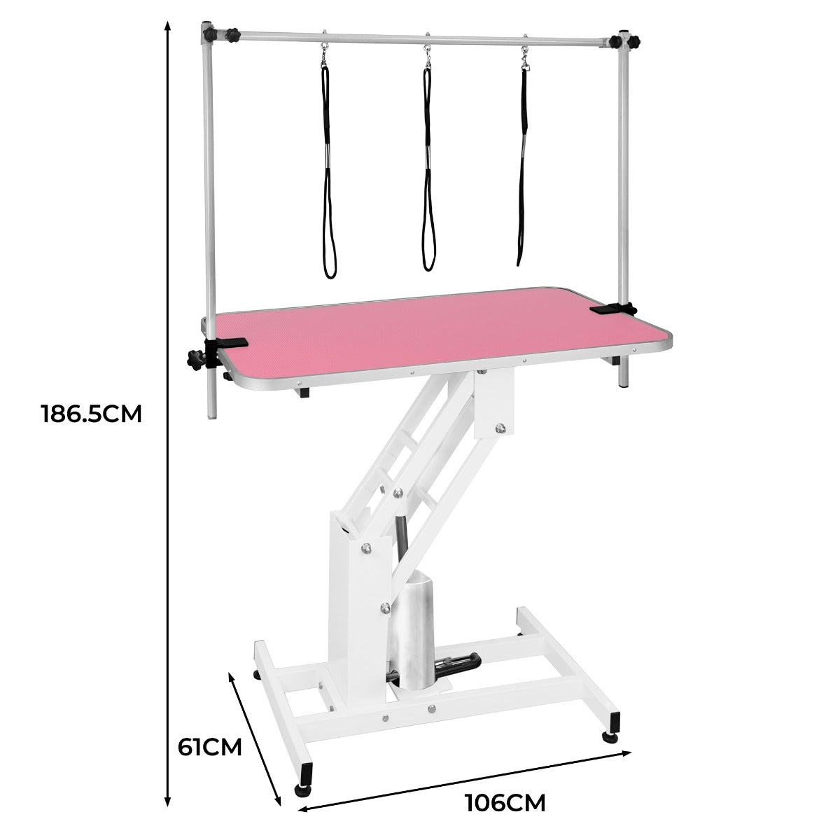 White Hydraulic Grooming Table | Pink