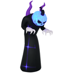 7' Inflatable Halloween Ghost With Horns Lighted Outdoor Decoration