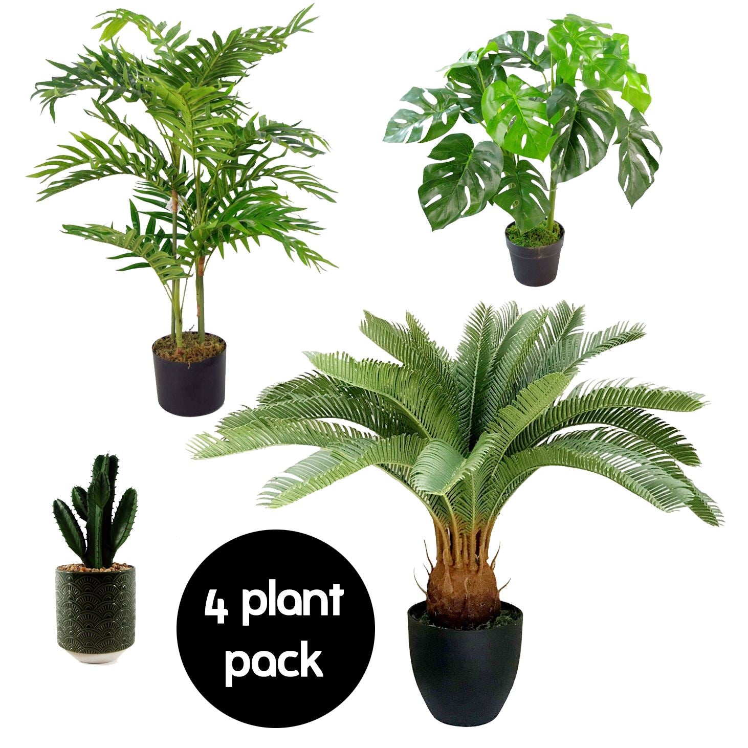 Pack Of 4 Tropical Artificial Plants