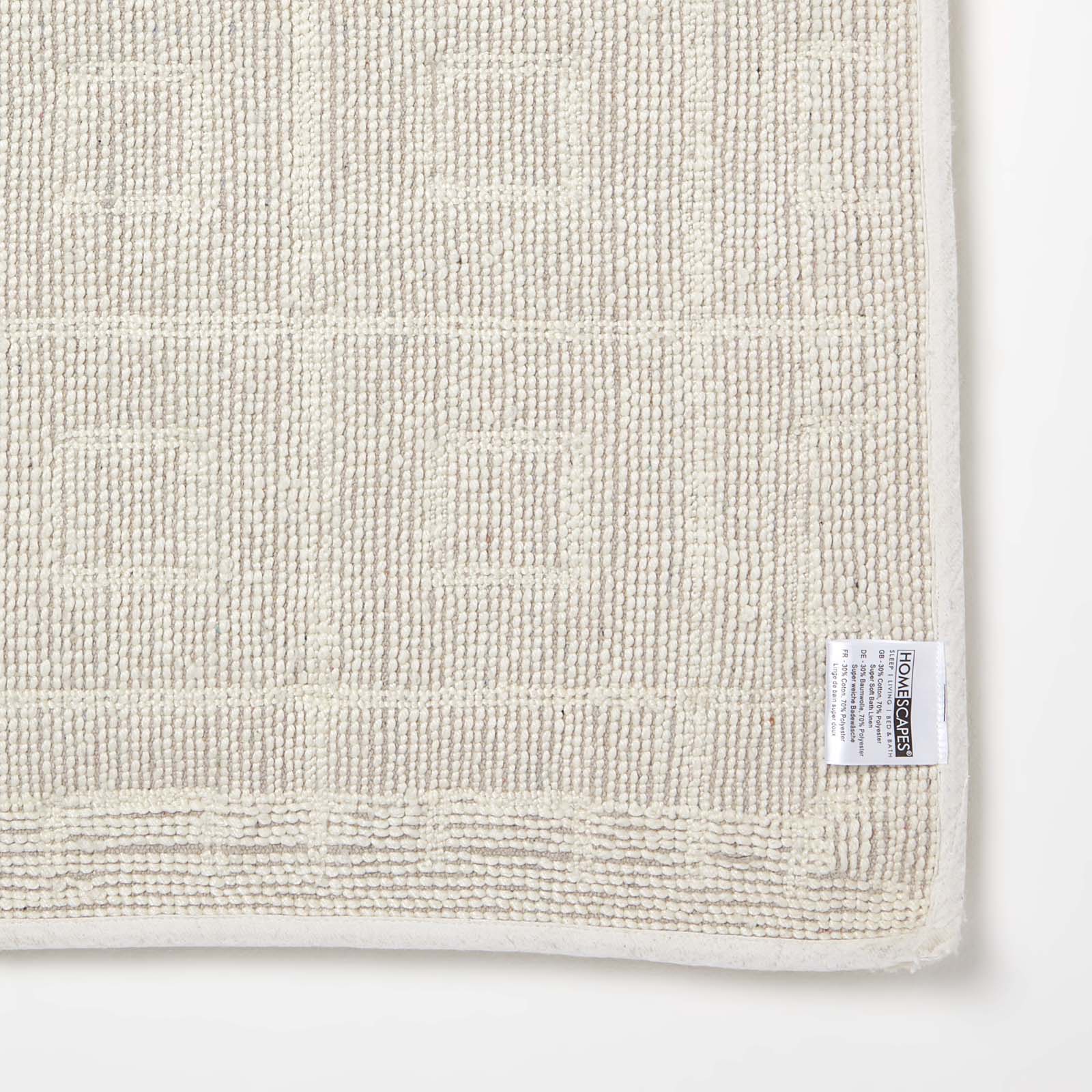 Tufted Cotton Blend Tile Design Bath Mat | 50 x 80cm | Cream