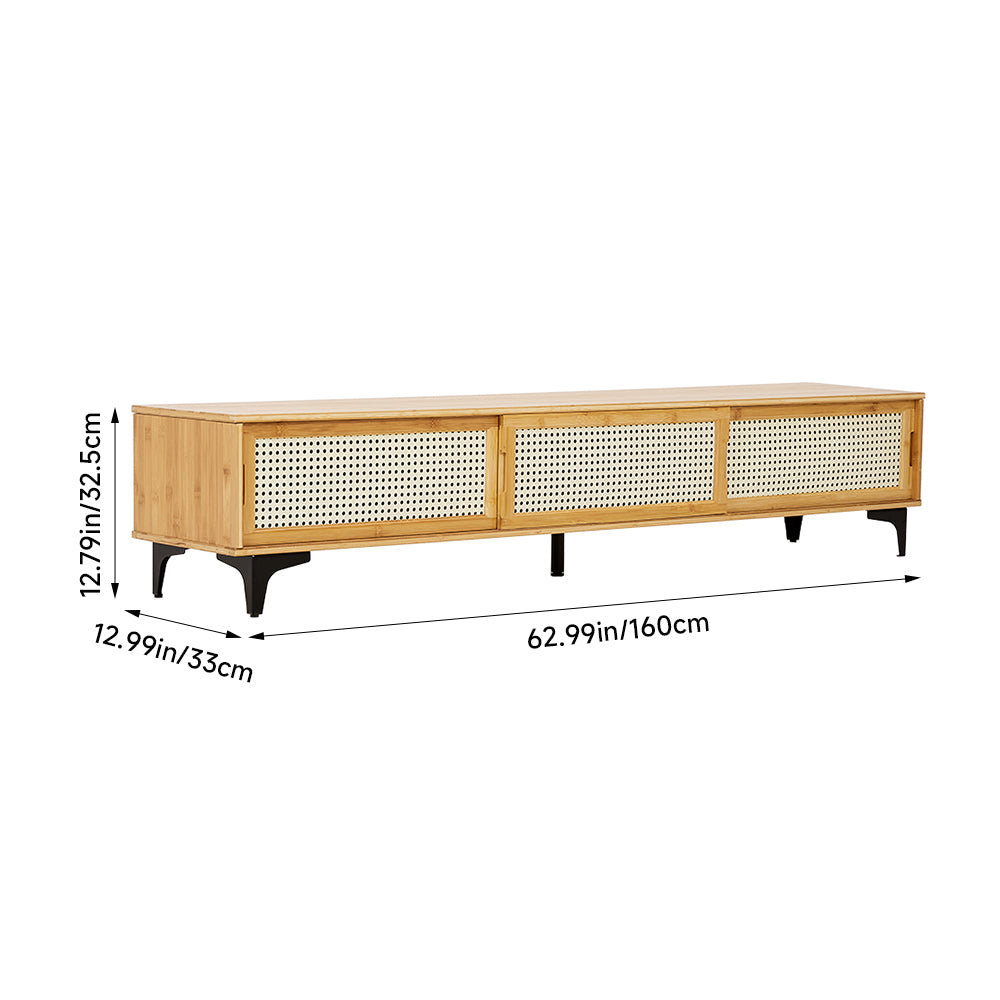 Wooden Tv Sand With Sliding Doors