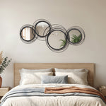 HOMCOM Metal Wall Art Decorative Mirror Decor Modern Wall Sculpture, Black
