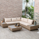 4pcs Rattan Sofa Set Garden Furniture Set W/ Armrest Cushion | Beige