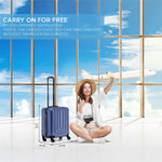 56x45x25cm Large Cabin Carry On Case - Overhead Luggage Suitcase - 4 Spinner Wheels - Abs Hard Shell Cabin Bag | Cabin | Navy Blue