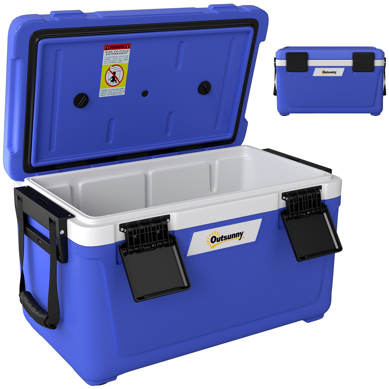 42.6l Insulated Cool Box, Portable Ice Cooler With Handle | Blue