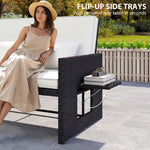 Garden Rattan Furniture Set 2 Seater Patio Sun Lounger Daybed | Cream