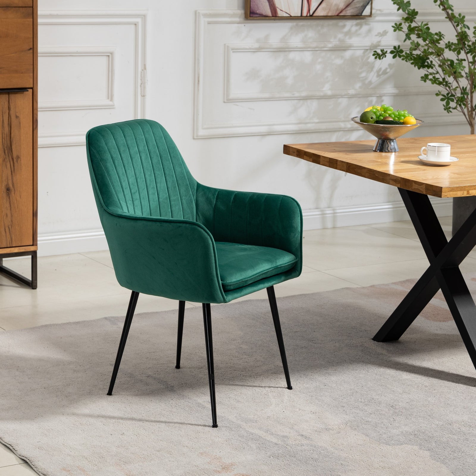 Set Of 2 Carrara Velvet Dining Chairs | Green