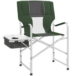Aluminium Directors Chair Folding Camping Chair W/side Table | Green