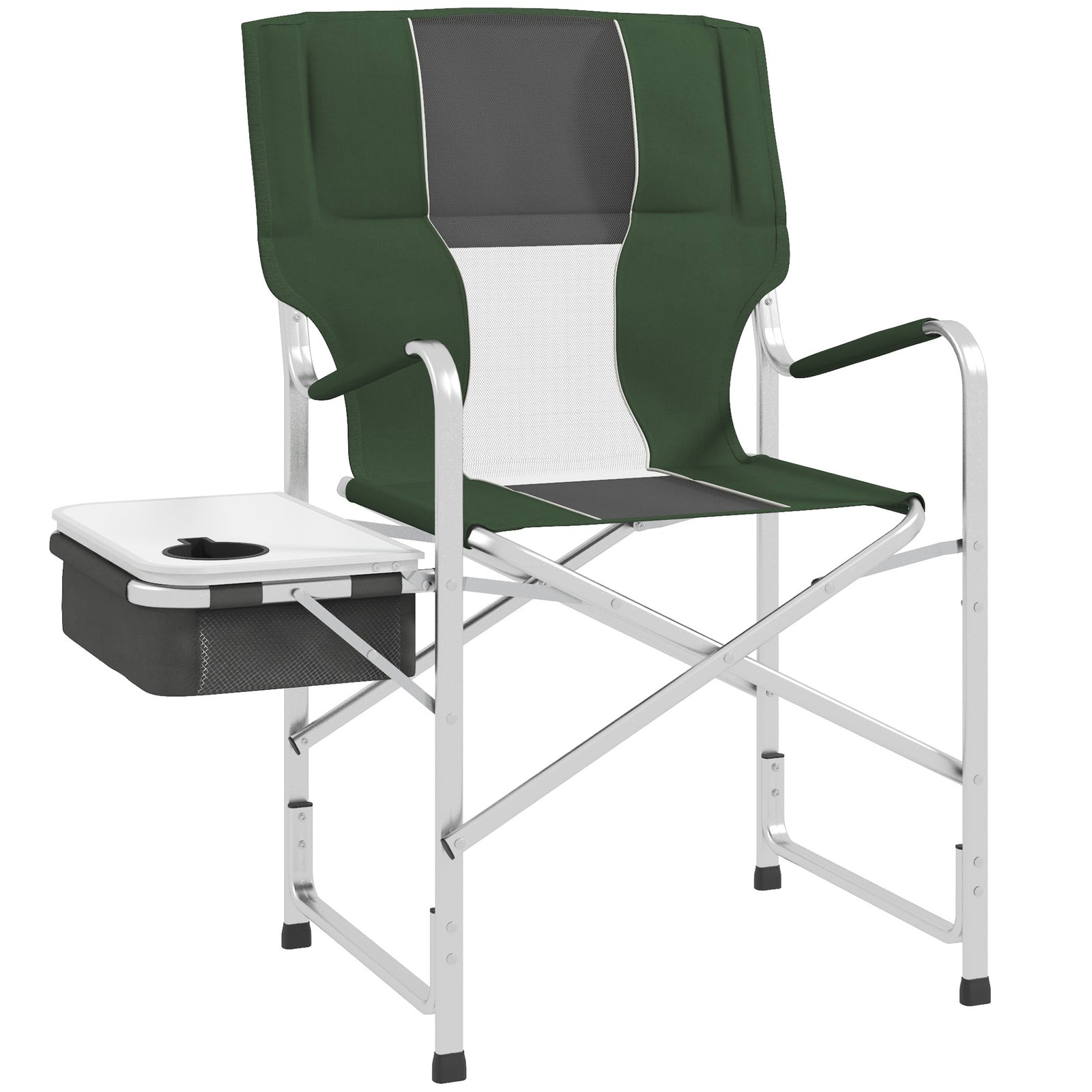 Aluminium Directors Chair Folding Camping Chair W/side Table | Green