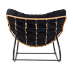 Elegant Rattan Rocking Chair With Cushioned Seat – Stylish And Comfortable Relaxation | Black