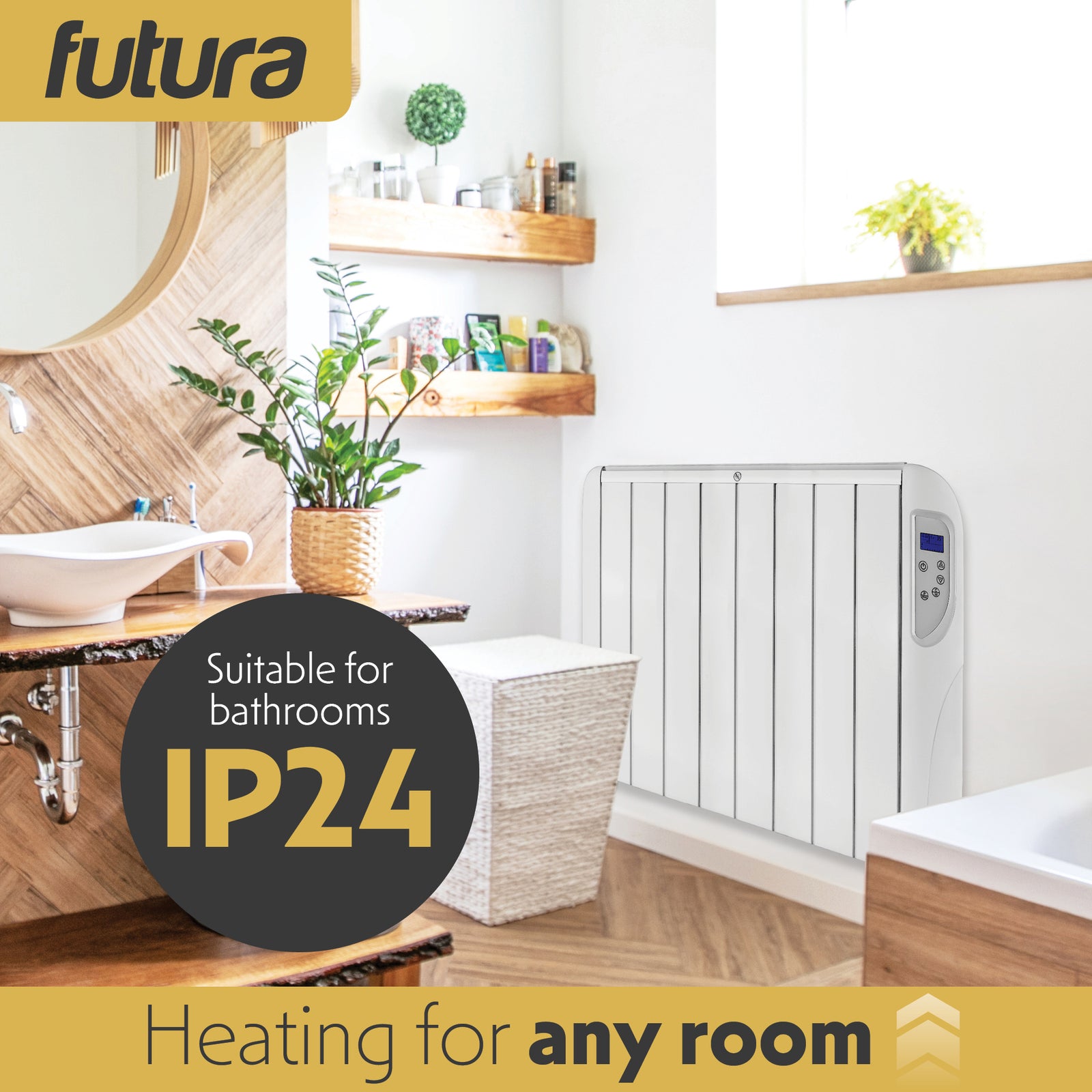 Electric Radiator Panel Heater Wall Mounted Advanced Timer Digital Thermostat, Bathroom Safe Room Heater | 2000w | White