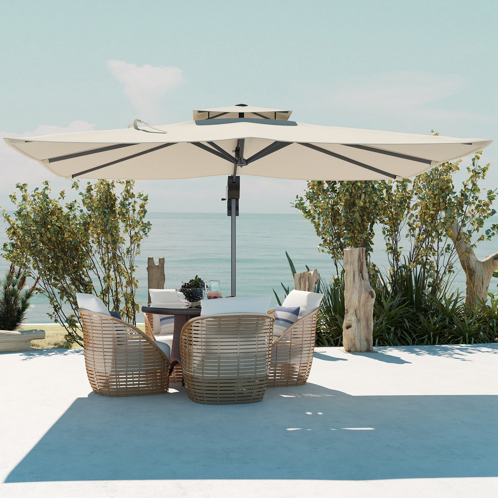 3.7x2.7m Cantilever Parasol, Hanging Offset Umbrella
