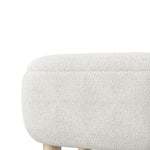 Teddy Fleece Footstool With Rubberwood Legs & Felt Pads | White