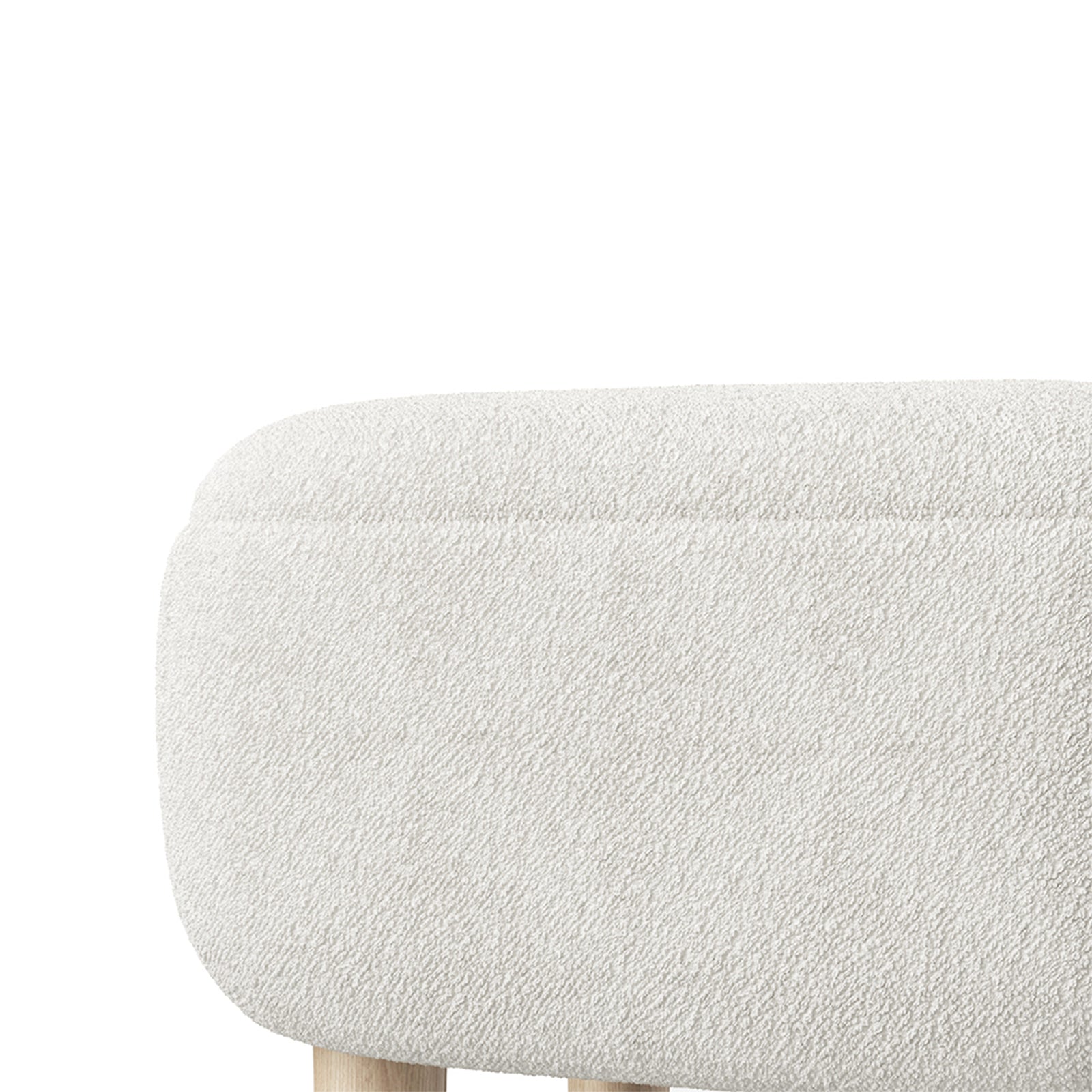 Teddy Fleece Footstool With Rubberwood Legs & Felt Pads | White