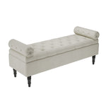 Linen Upholstered Storage Ottoman Bench With Pillowed Armrests – Hidden Compartment, 126cm W