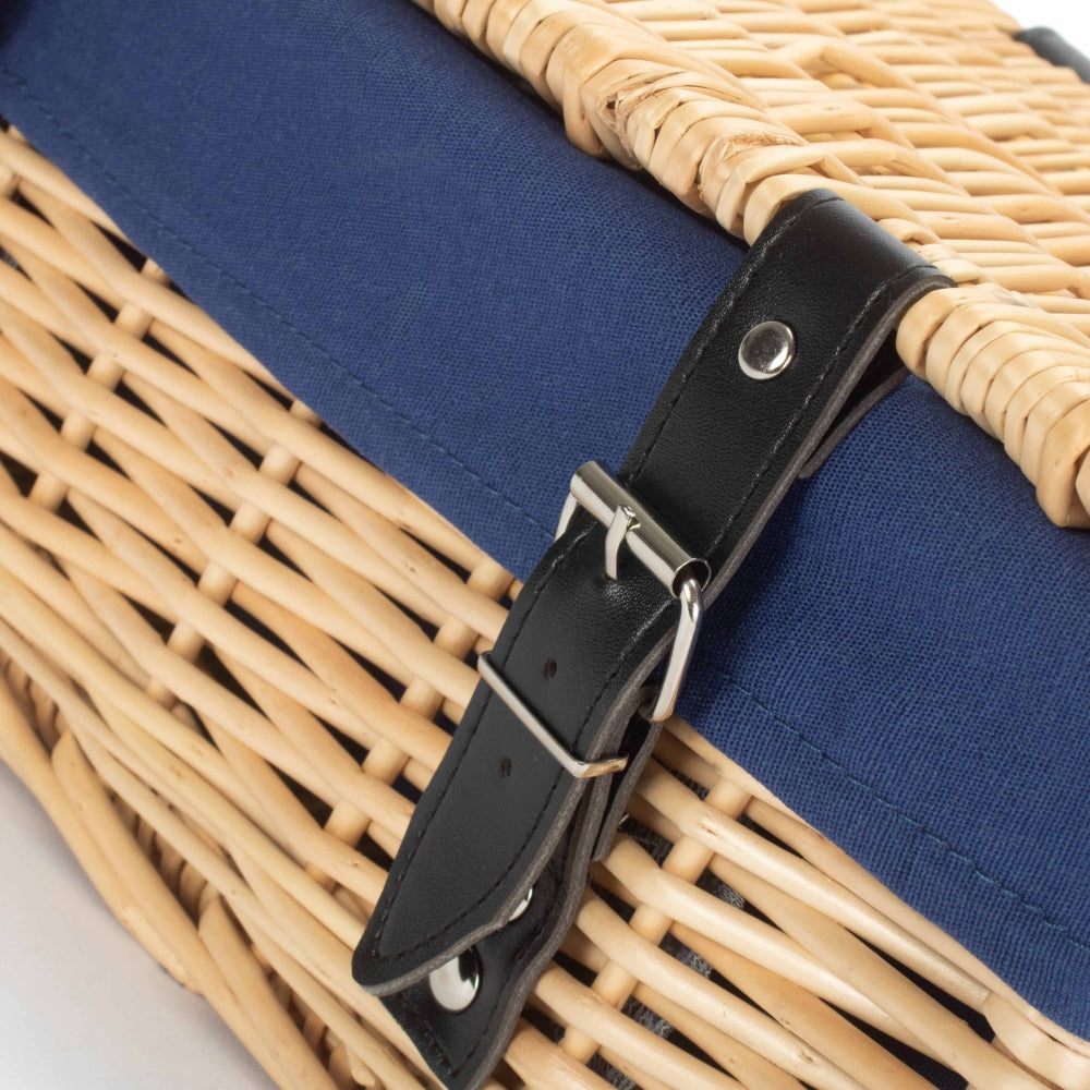 36cm Buff Wicker Empty Picnic Basket | One Size | Blue